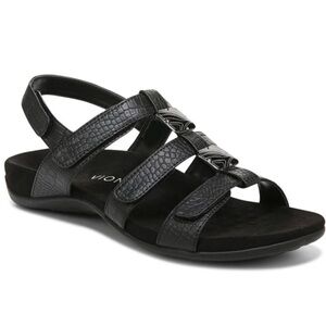 Vionic Amber Adjustable Black crocodile Sandals women size 7